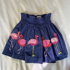 Girls Mini Boden Navy Blue Flamingo Skirt